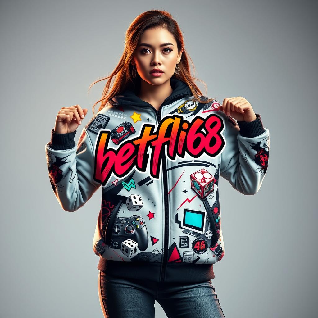 Women's Premium Fleece Jacket with Gaming-Inspired Design 'betflik68'