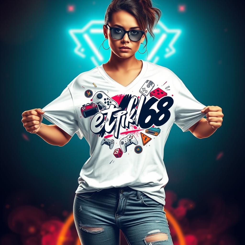 Women's Premium V-Neck Gaming T-Shirt 'betflik68'